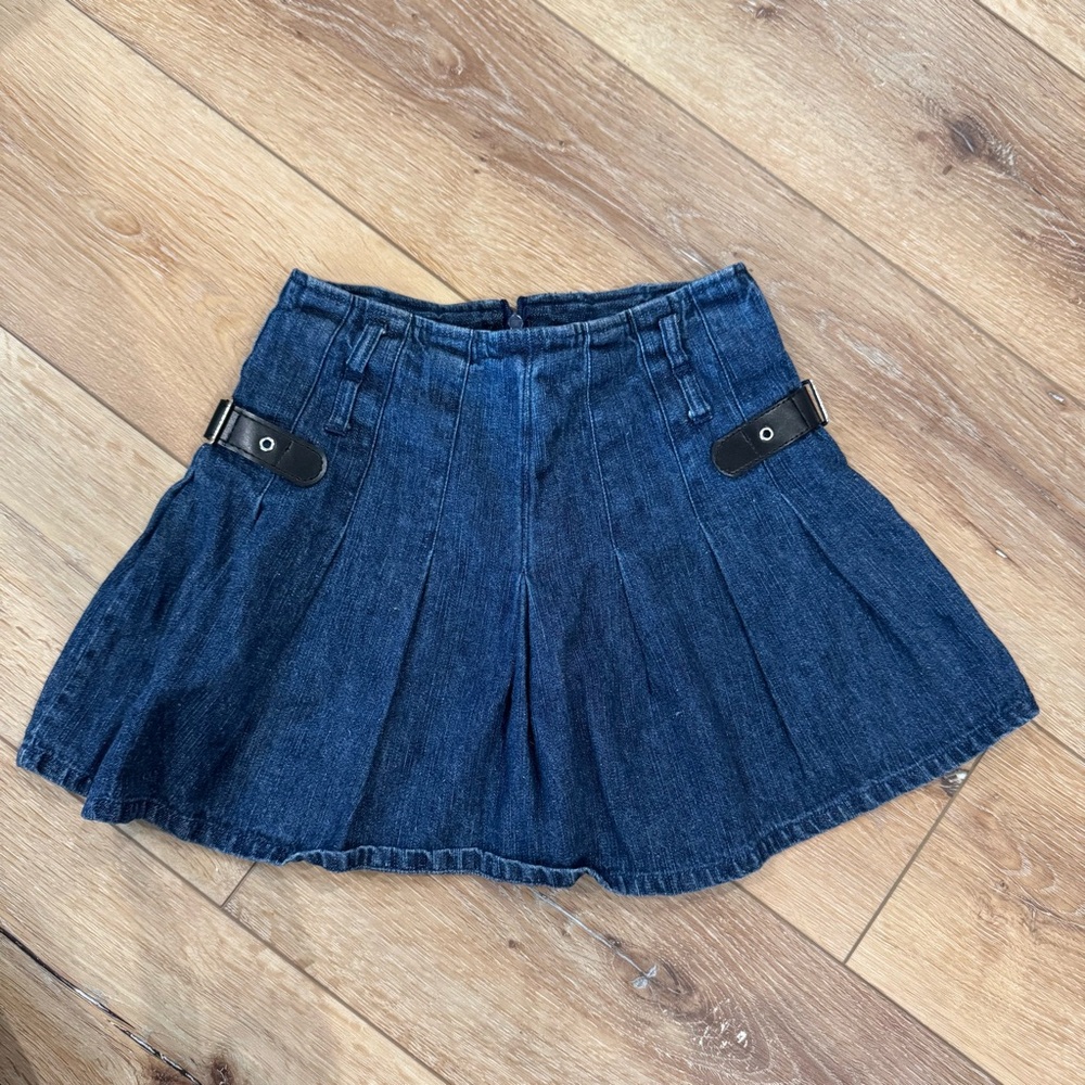 Mary-Kate & Ashley Girls Denim Pleated Skirt w/ Buckle Straps Size 7